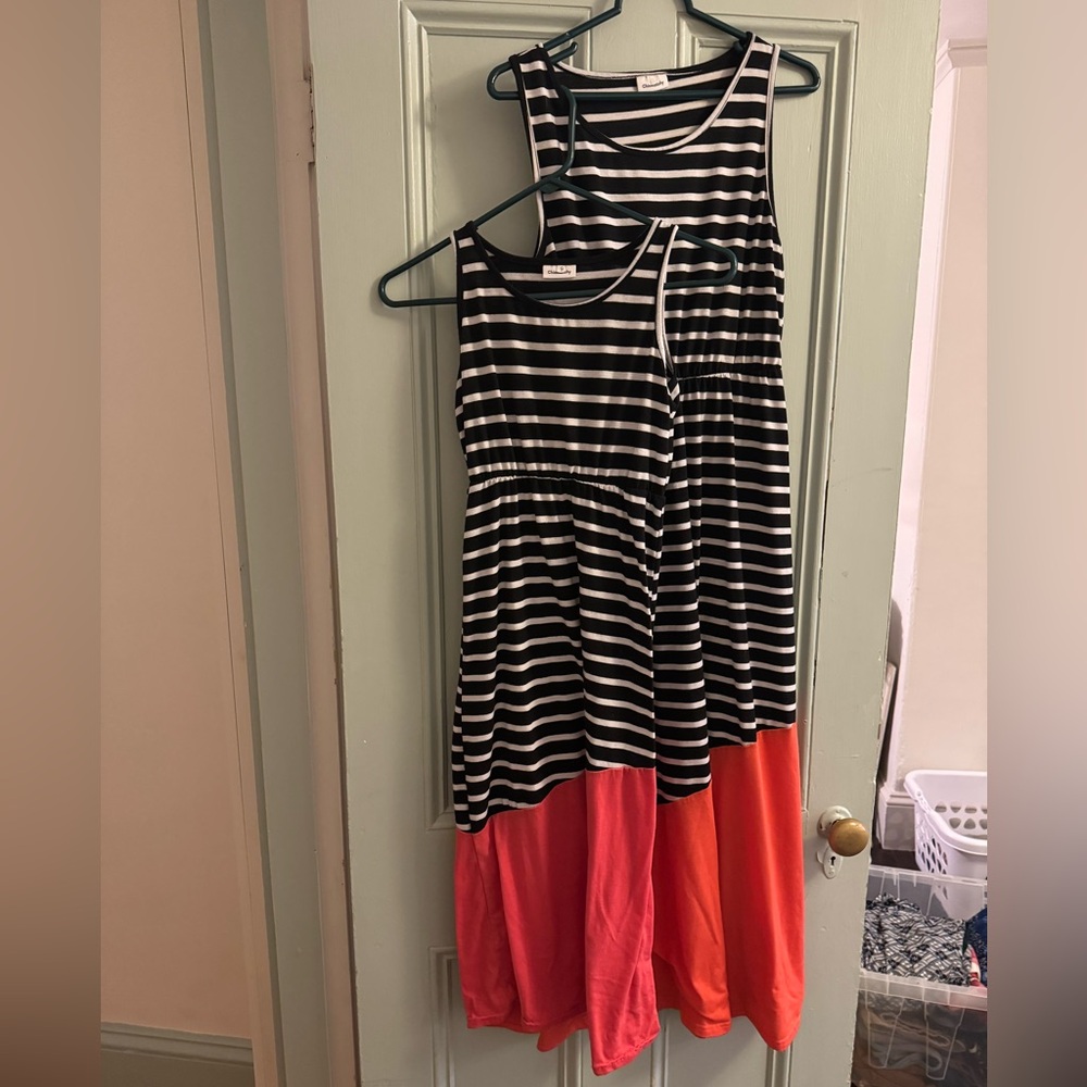 Mommy and me striped maxi dresses